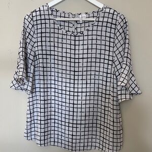 Elle Black and White Checkered Blouse